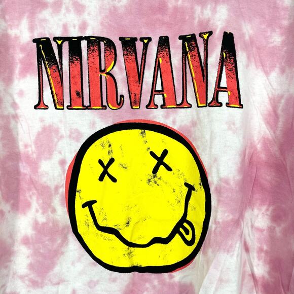 Officially Licensed Nirvana Nevermind Smiley Grunge Tee Pink Tie Dye Small NWOT - Picture 4 of 5